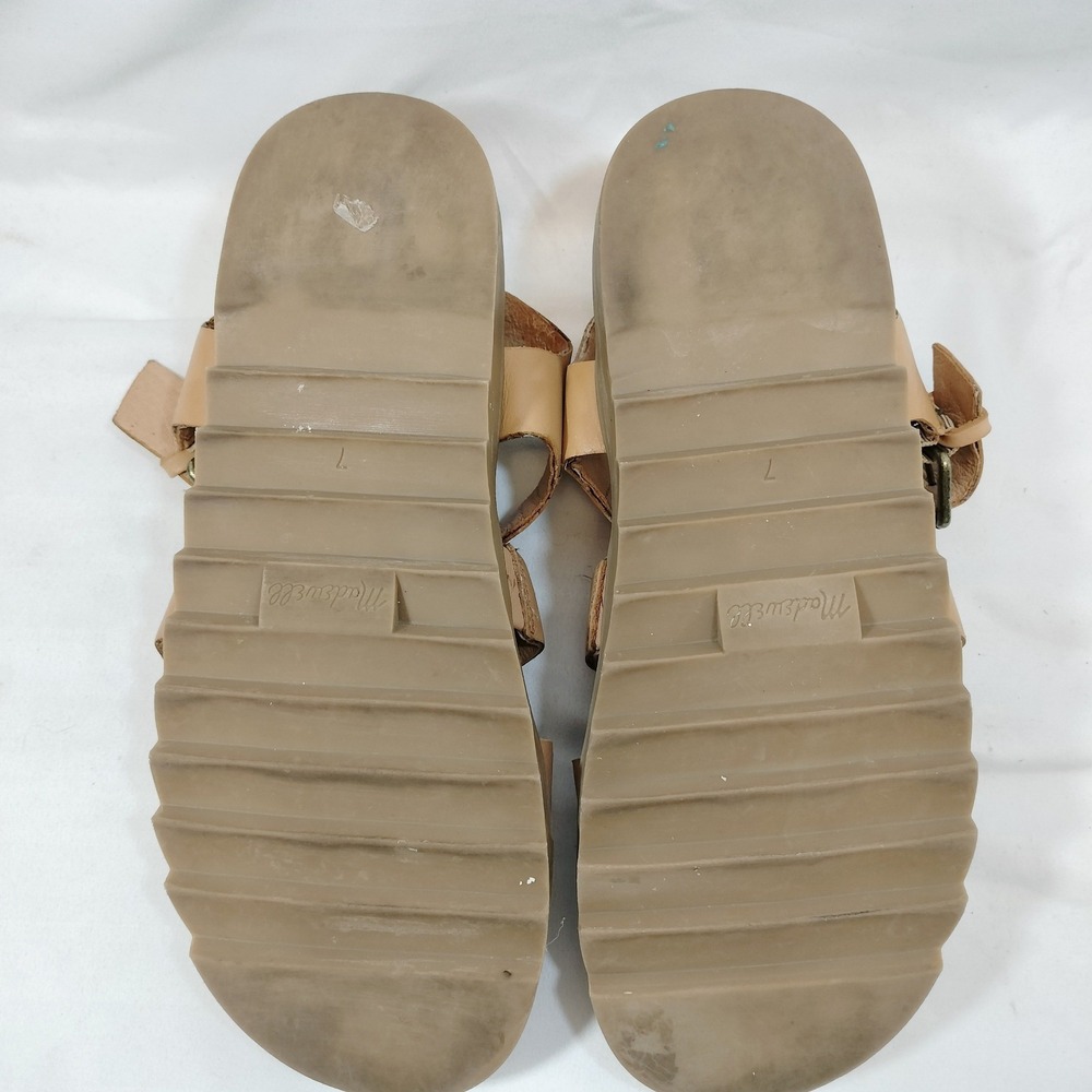 Madewell Lug Sole Sandals; Tan Leather Triple Strap Buckle - Picture 6 of 6